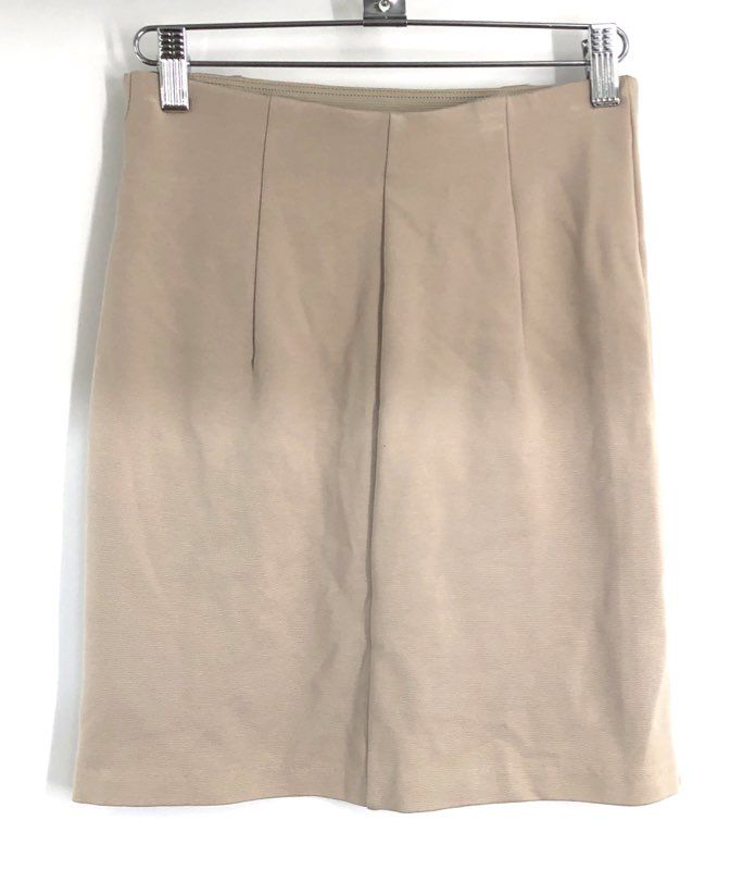 Stradivarius Women's Beige High Waist Side Slit Textured Pencil Skirt Sz S