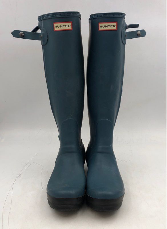 Hunter Women&#39;s Blue Round Toe Waterproof Rain Boots - Size 8