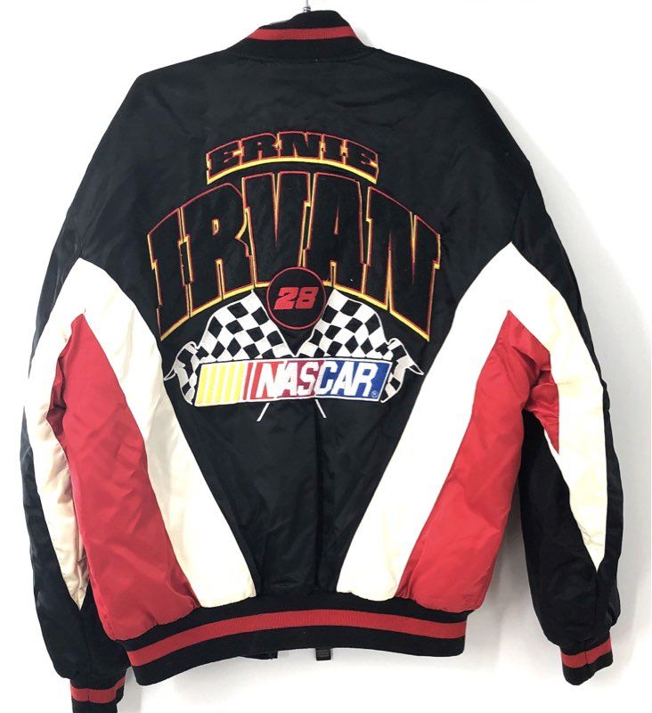 Vintage 90s Nutmeg Ernie Irvan #28 NASCAR Racing Bomber Jacket Sz M