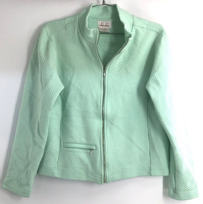 EP Pro Women's Mint Green Quilted Full Zip Golf Mock Neck Jacket Sz M