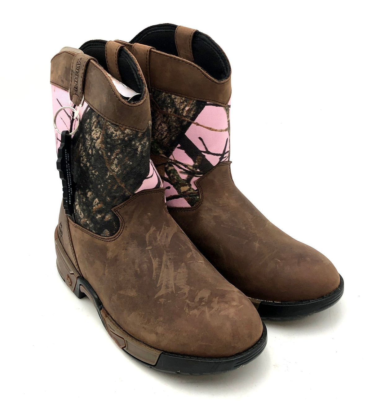 Rocky Kid's 8" Hunting Brown Pink Camo Leather Boots RKYS038 Size 5.5