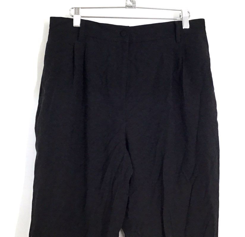 Calvin Klein Women's Black Pleated Straight Leg Rayon Blend Dress Pants Size 12