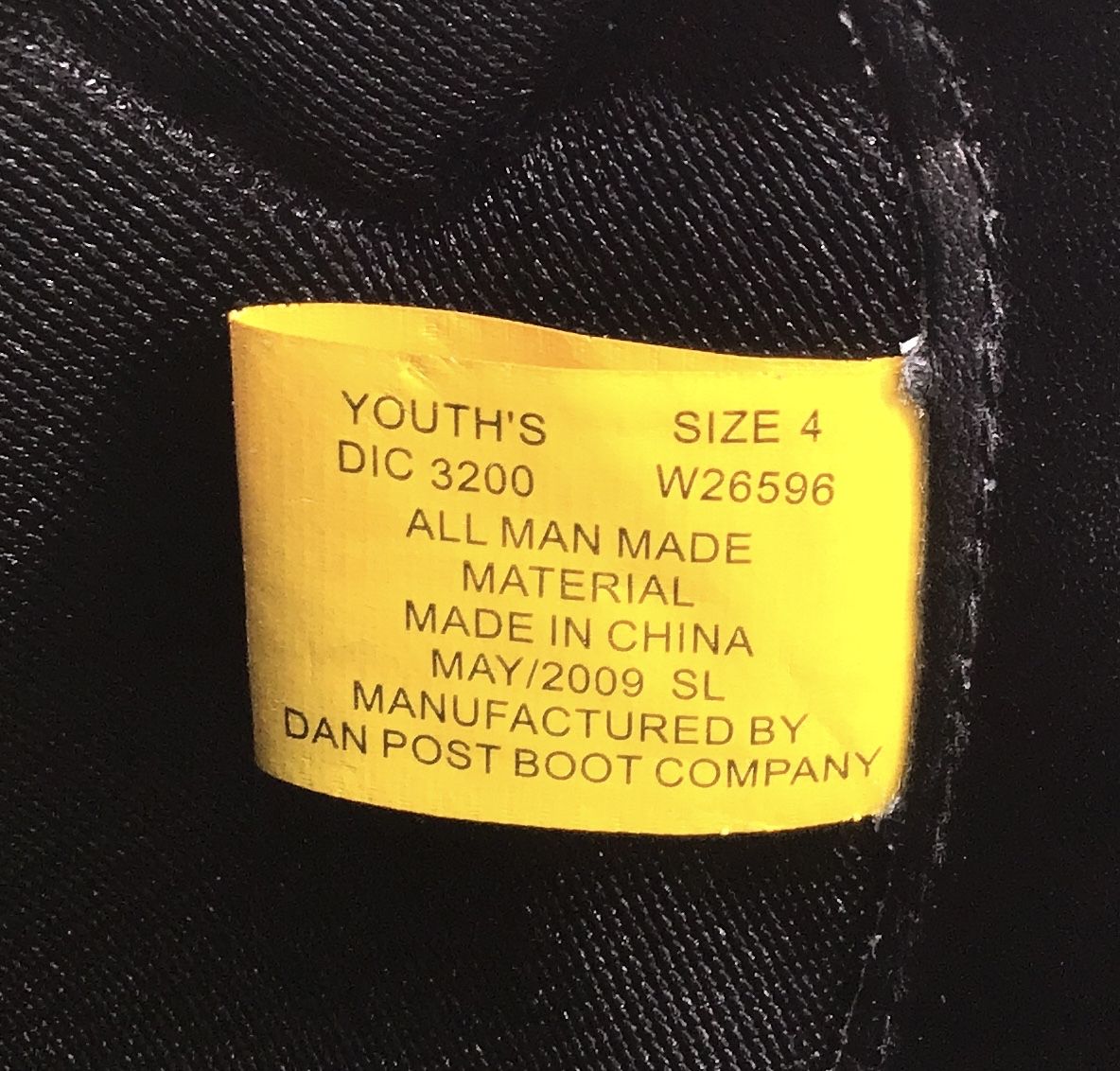 Dan Post Children's Black Cowboy Boots - Size 4