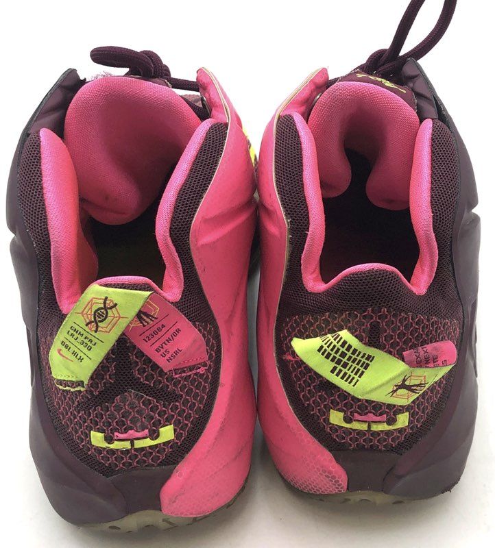 Nike LeBron 12 Double Helix Merlot Volt Pink Basketball Shoes Size 11