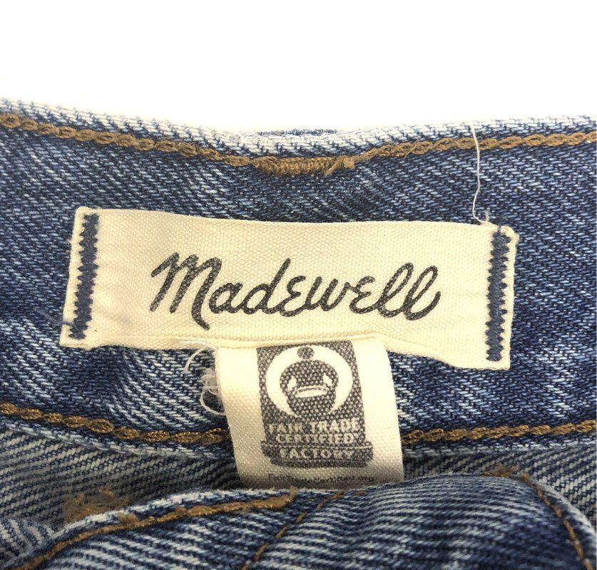 Madewell Women's Relaxed Mid-Length Denim Shorts Blue Raw Hem Size 25