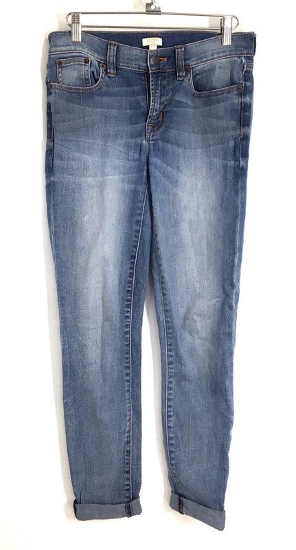 J.Crew Women's Blue Stretch Skinny Jeans Whiskered Light Wash Sz 26x30