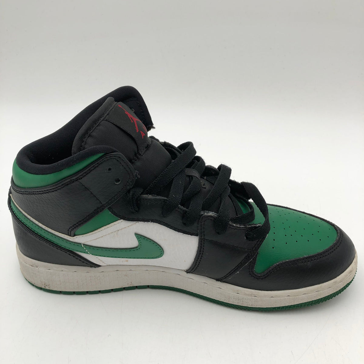 Nike Air Jordan 1 Mid Black Pine Green White GS Sneakers Size 7Y COA