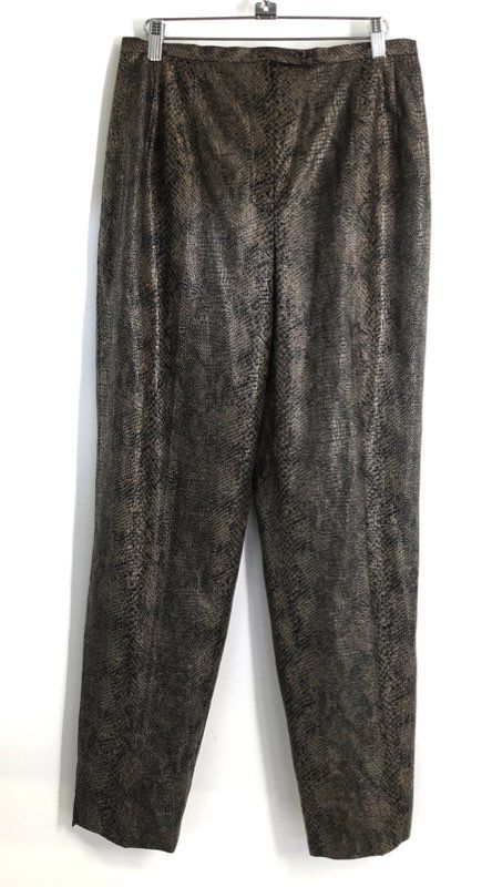 Harve Benard Women's Brown Snake Print High Rise Straight Leg Pants NWT Sz 10
