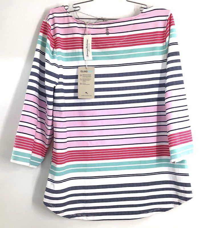 Tommy Bahama Women's Aubrey Sunset Shore IslandZone Striped UPF 30 NWT Sz XL