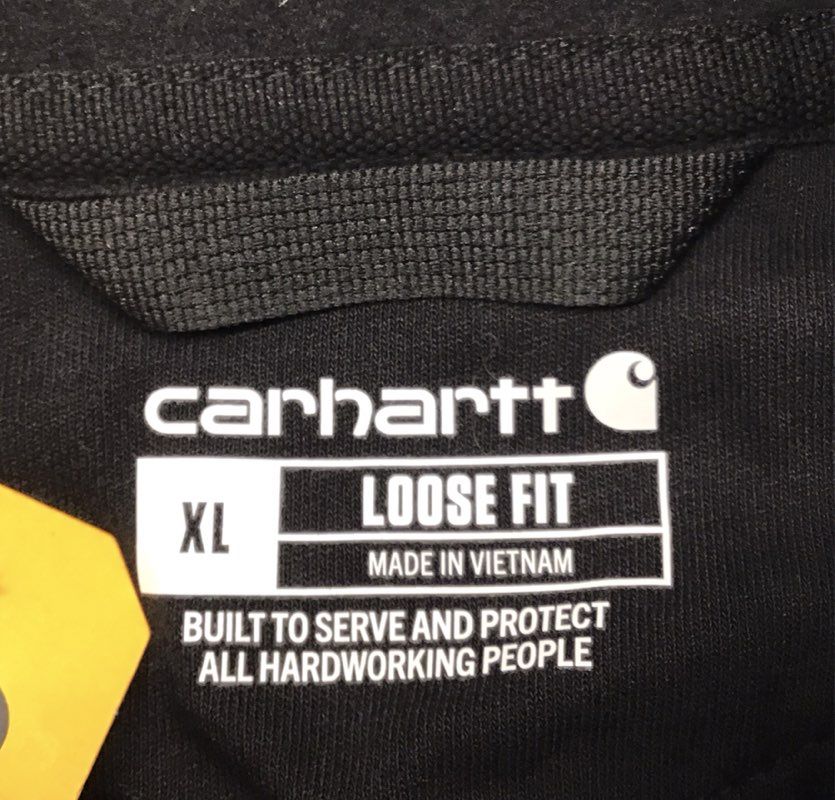 Carhartt Men's Black K288 Logo Sleeve Graphic Loose Fit Hoodie Sz XL