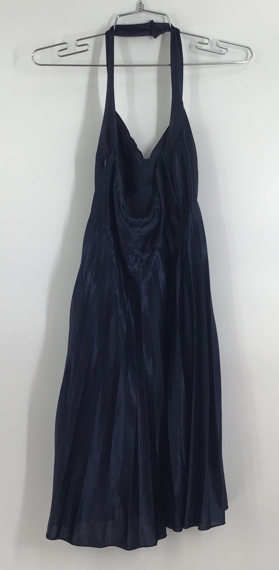 NWT Blondie Nites By Linda Bernell Women&#39;s Navy Blue Halter Neck Maxi Dress-Sz 1