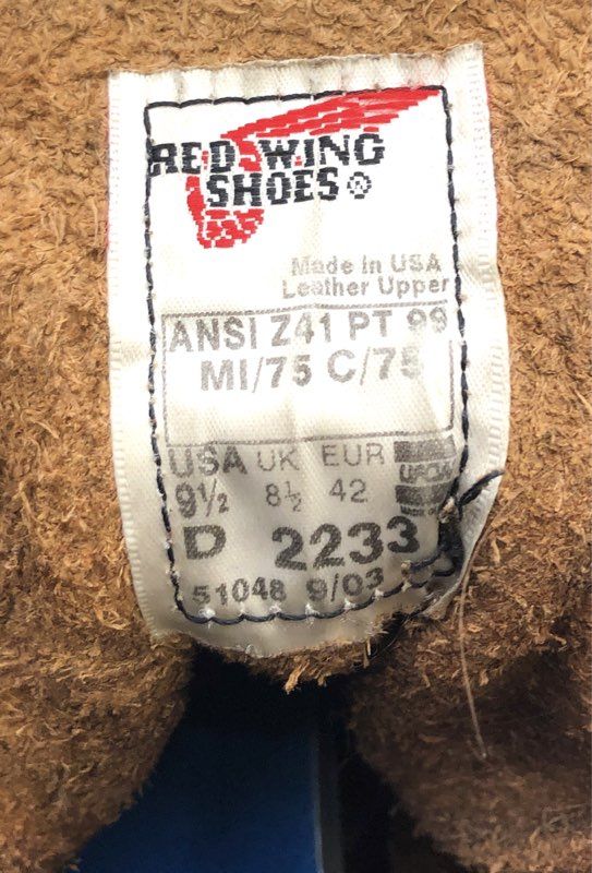 Red Wing 2233 Super-Sole Brown Leather Steel Toe Work Boots Size 9.5 D