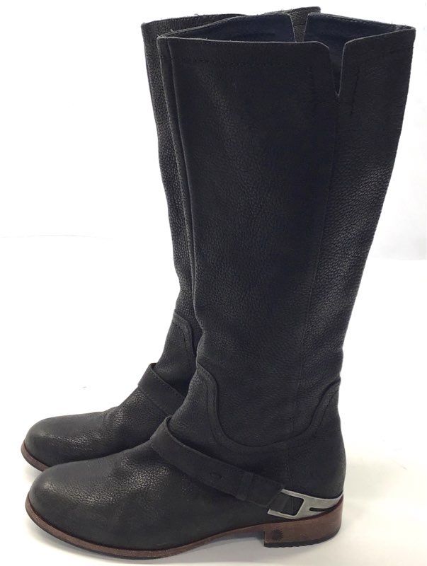UGG Channing 3184 Black Leather Harness Tall Riding Boots Womens Size 7