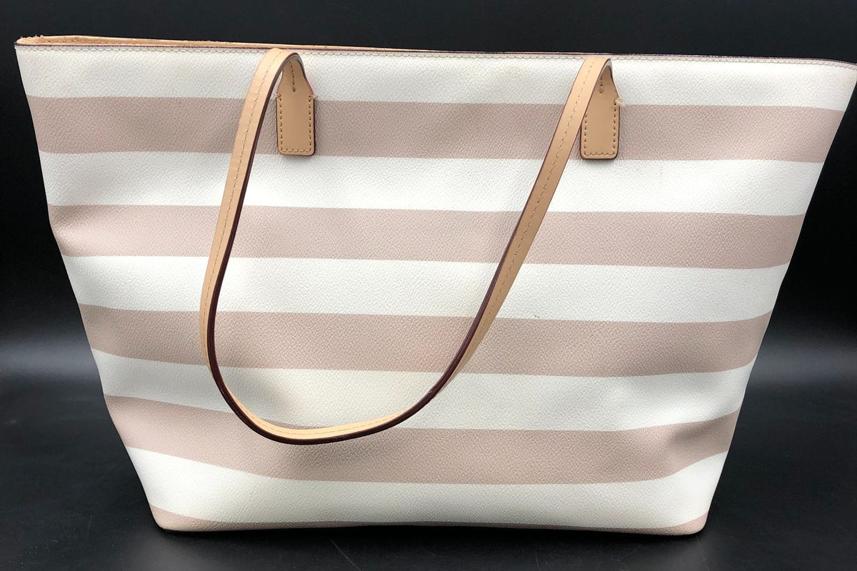 Authentic Kate Spade New York Womens White Tan Luxury Tote Bag - COA Included