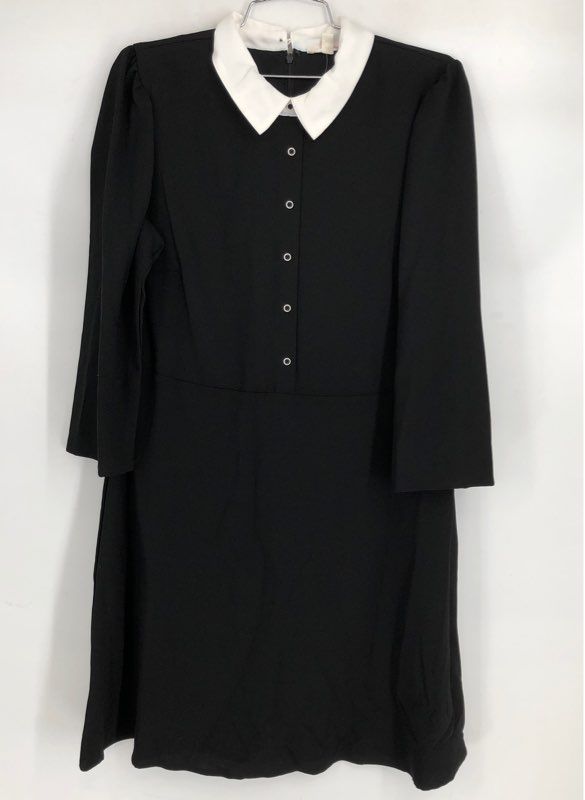 Riley and Rae Women's Black Dress White Peter Pan Collar Long Sleeve NWT Sz 12