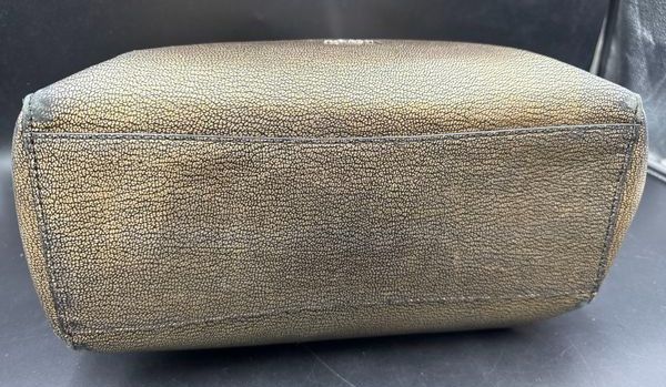 Coach Turnlock Metallic Gold Pebble Leather Tote Bag Purse COA