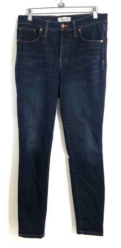 Madewell Women's 9" High-Rise Skinny Jeans Dark Indigo Blue Stretch Sz 28T