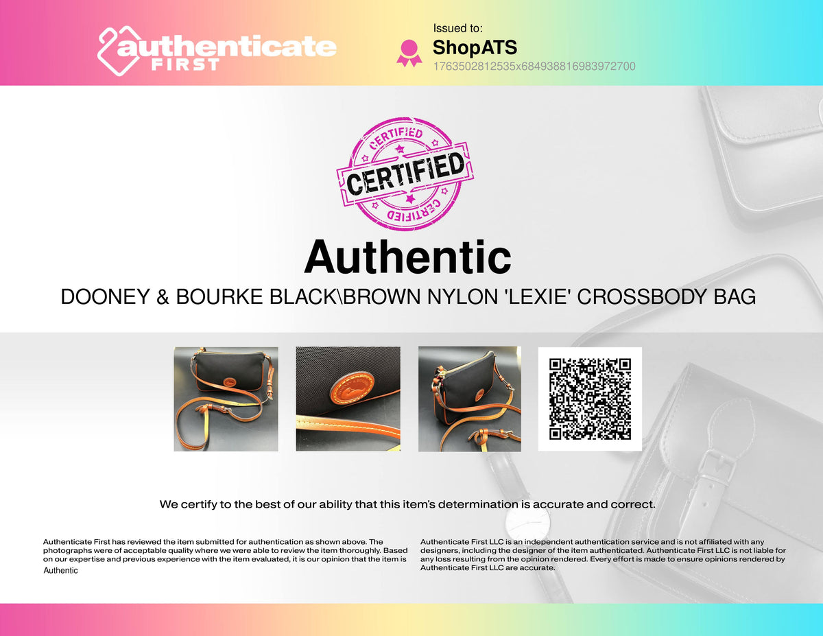 Dooney & Bourke Black\Brown Nylon 'Lexie' Crossbody Bag (+COA)