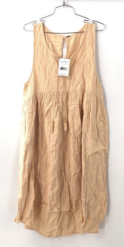Free People Women's Sun Up Sun Down Tunic Dress Peach Textured Cotton NWT Sz M