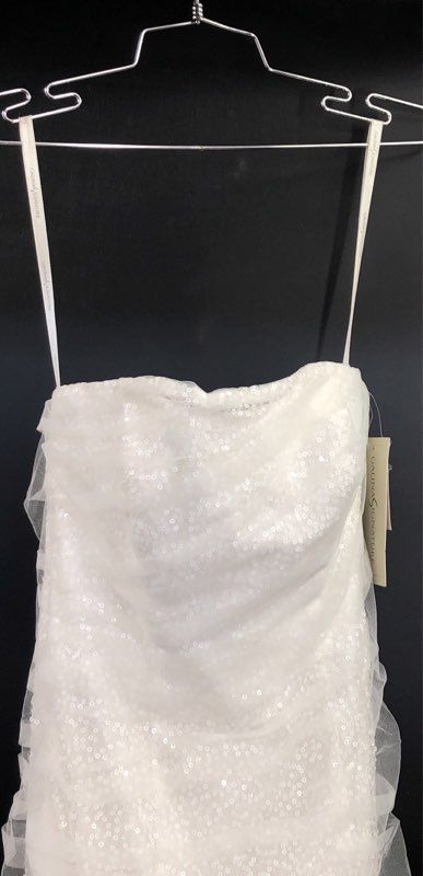 Galina Signature Women's Ivory Strapless Sequin Slim Wedding Dress Gown NWT Sz 4