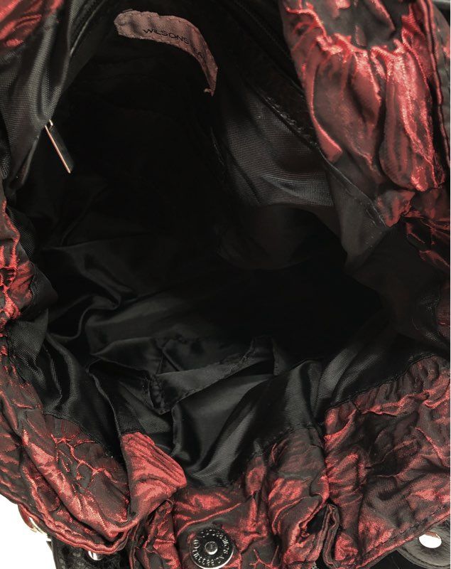 NWT Wilsons Leather Red Black Floral Shoulder Bag