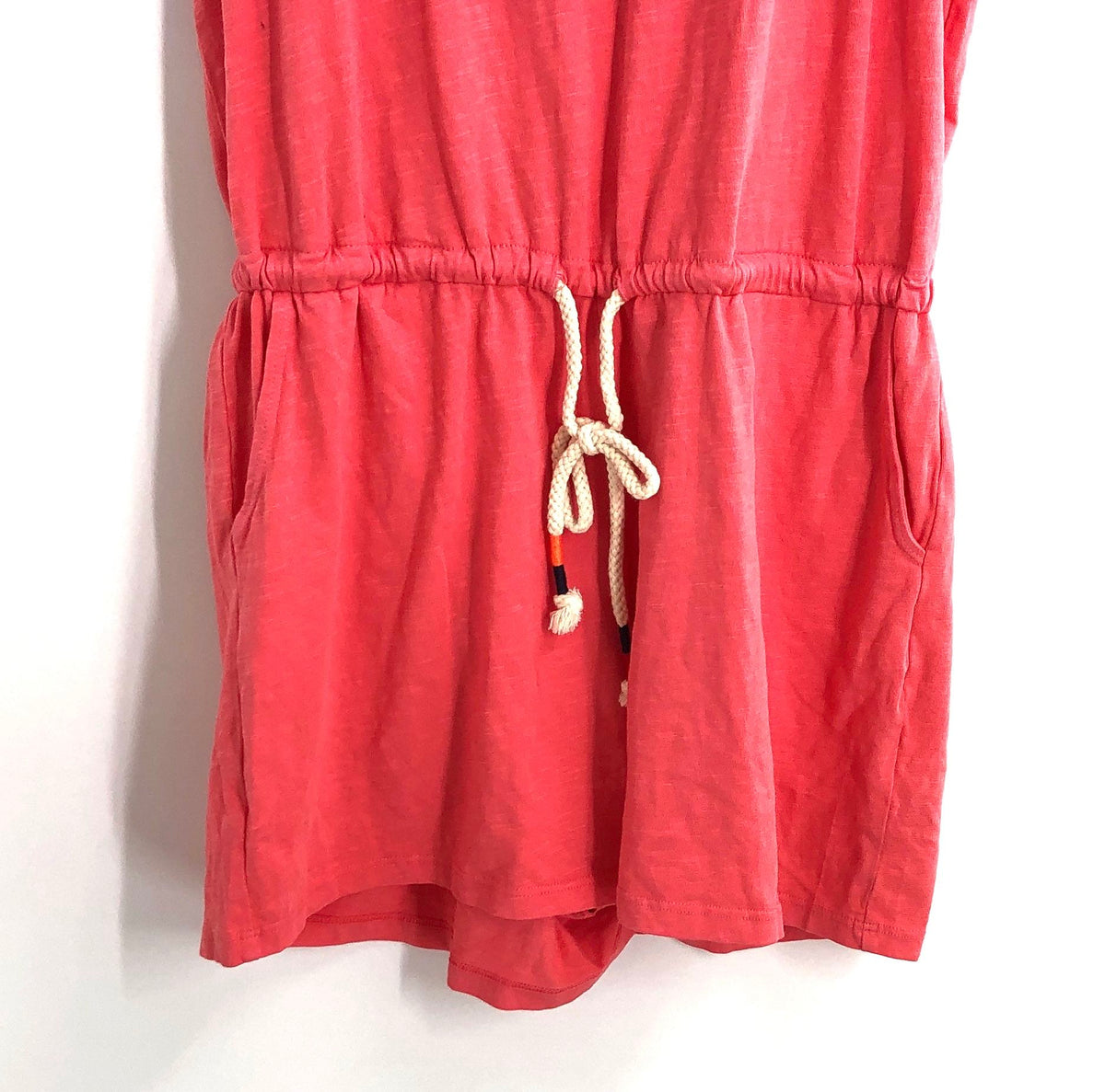 Sundry Women's Guava Racerback Romper Slub Cotton Knit Drawstring Sz 2 NWT
