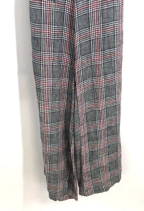 Mango MNG Casual Women's Plaid Wide Leg Jumpsuit Cutout Button Back XXS