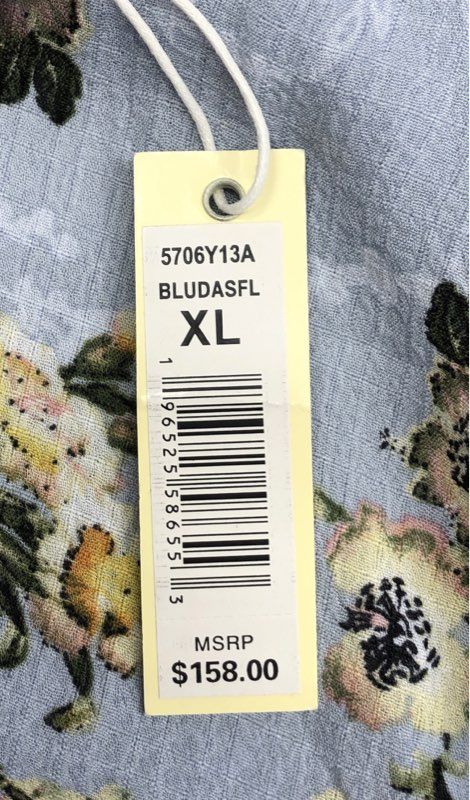 Max Studio London Women's Blue Floral Smocked Waist Midi Skirt NWT XL