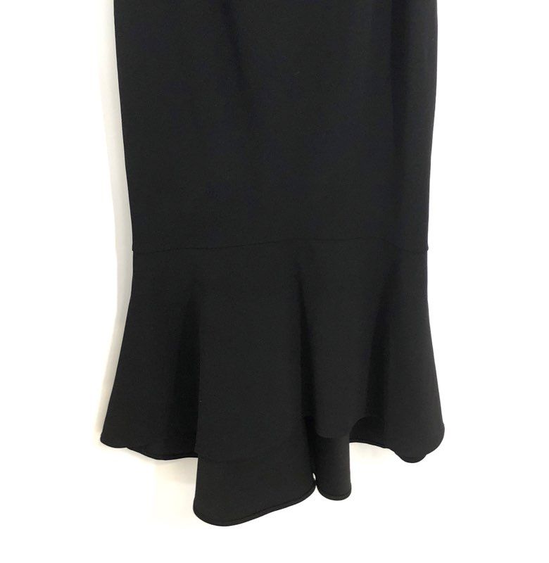 Calvin Klein Women's Black Flutter Sleeve Mermaid Hem Scuba Dress Logo NWT Sz 8
