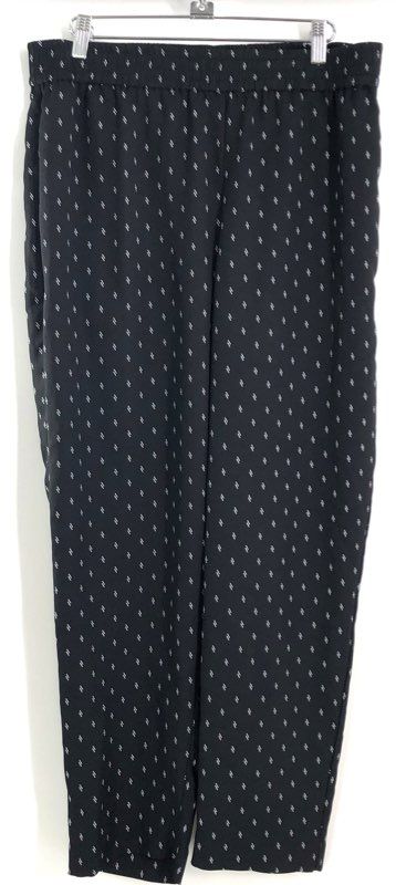 Vince Camuto Women's Rich Black Elegant Mix Geometric Elastic Waist Pants Sz M