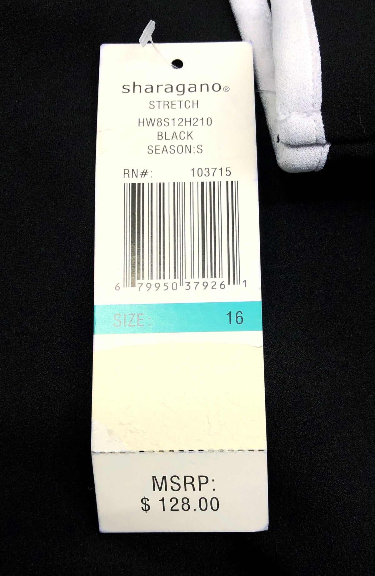 Sharagano Women's Black Cold Shoulder Dress White Trim Stretch NWT Size 16