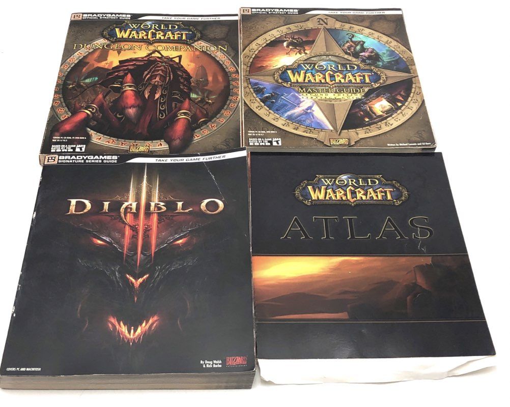 World of Warcraft Diablo III 4 Strategy Guide Book Lot BradyGames PC Atlas