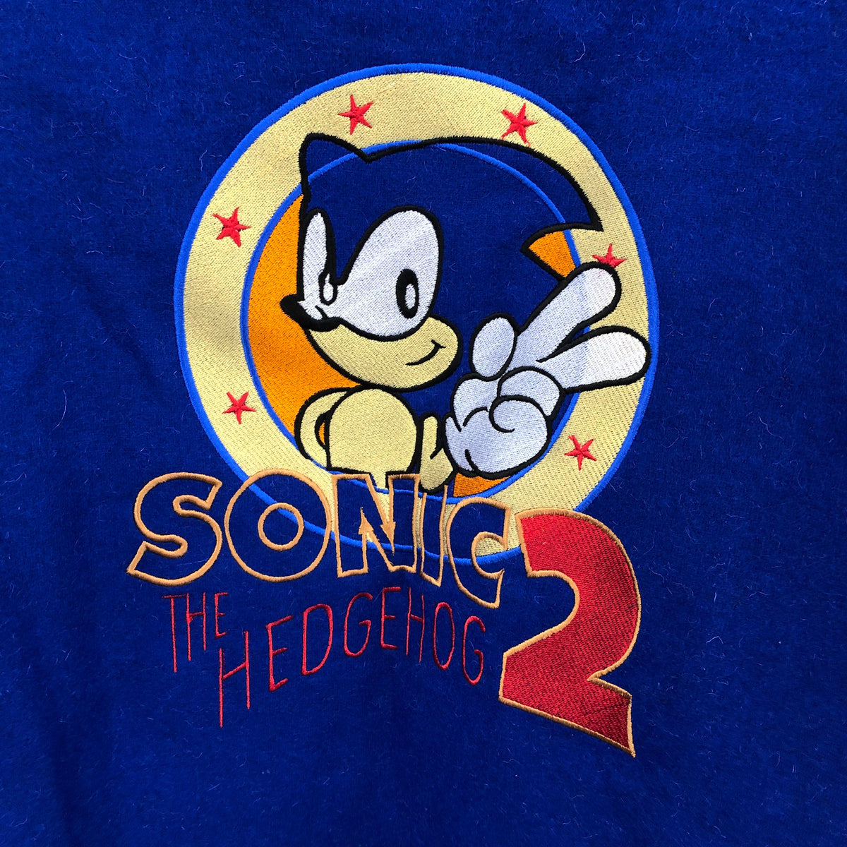 Sega Sonic the Hedgehog 2 Men's Blue/White Varsity Jacket - Size XL