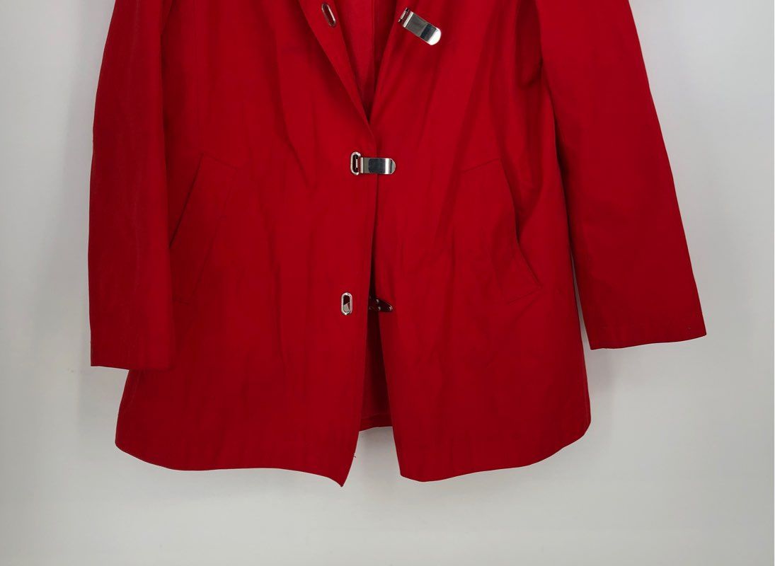 Michael Kors Women&#39;s Red Hooded Collared Trench Coat - Size Large