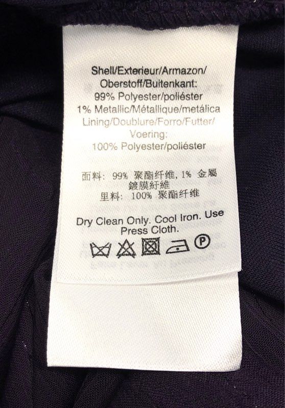 DKNY Women's Purple Metallic Clip Dot Bishop Sleeve Tie Waist Dress NWT Size 8