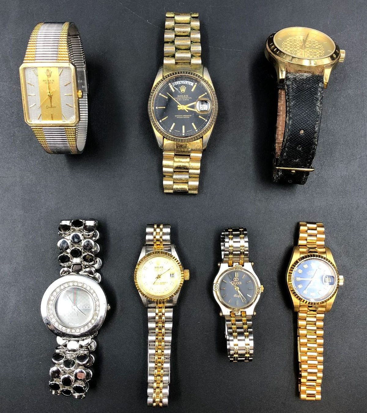 Designer Watches Mixed Lot of 6: Gold/Silver-Tone Stainless Steel/Leather Bands