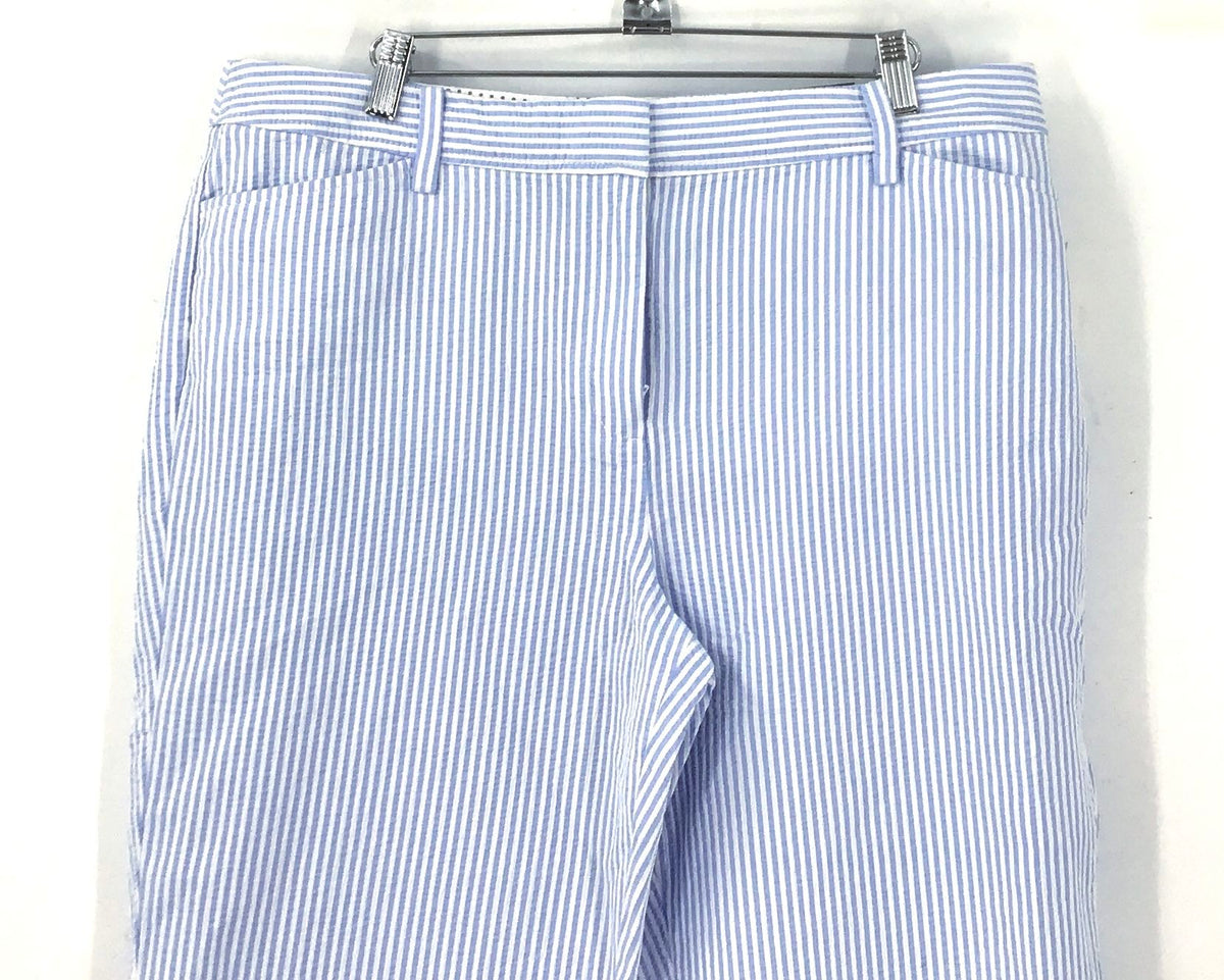 NWT Talbots Women's Blue Striped Perfect Cropped Pants - Size 14