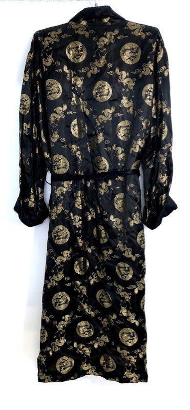 Vintage Squirrel Silk Dragon Print Robe Kimono Hangzhou China Sz 50