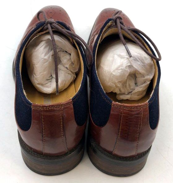 Stacy Adams Tinsley 25314 Cognac Blue Wingtip Oxford Dress Shoes Size 9.5
