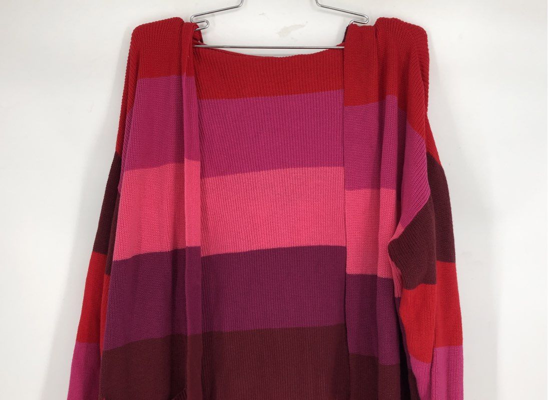 NWT FDJ Women's Fuchsia Striped Cardigan Sweater - Size L