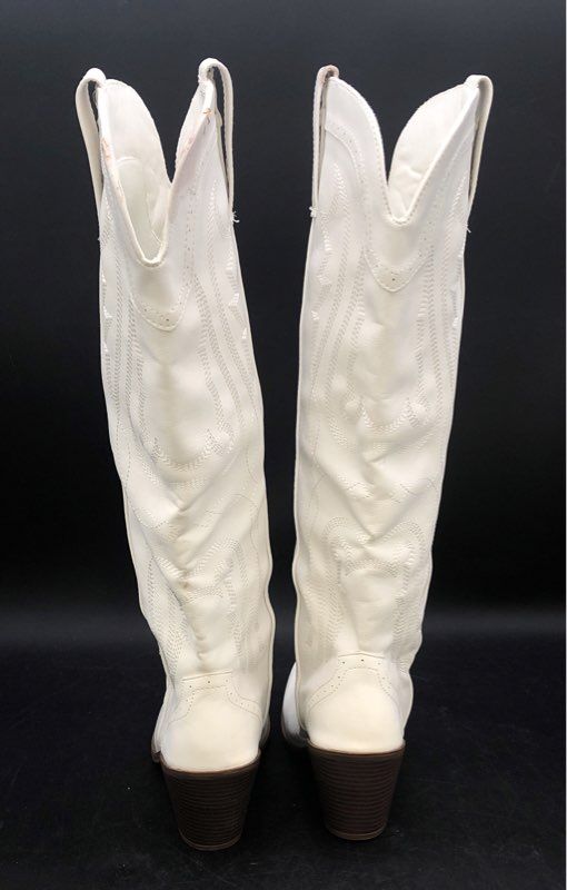Sugar Kammy White Faux Leather Knee High Western Cowboy Boots Womens Size 9