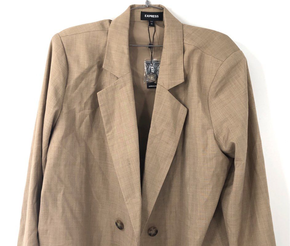 NWT Express Tan Double Breasted Cropped Blazer Women's Size XL