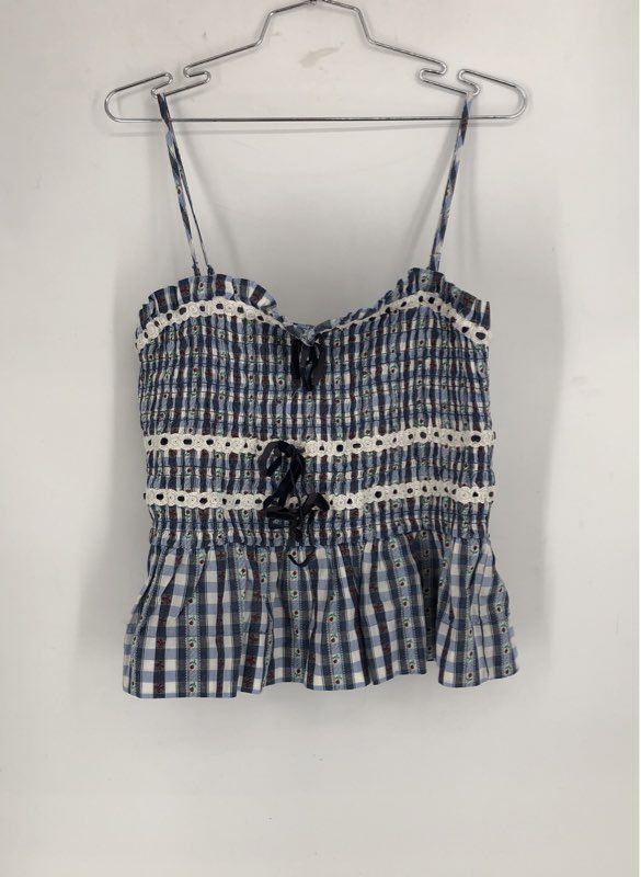 NWT Damson Madder Women's Blue Plaid Camisole Blouse - Size 12
