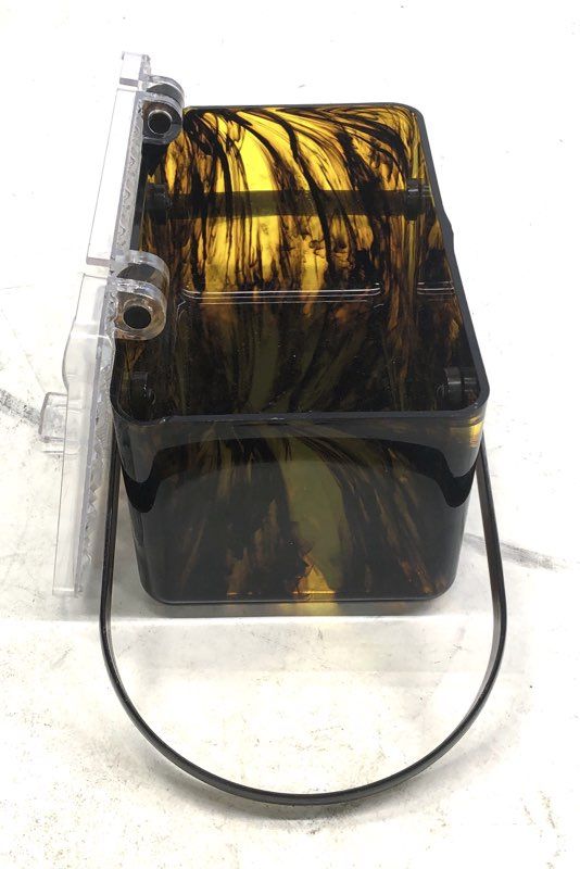 Vintage 60s Lucite Box Bag Tortoiseshell Marbled Clear Faceted Lid Handbag