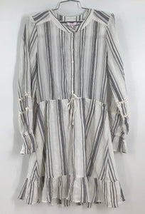 NWT Parker Women's Gray White Striped A-Line Dress - Size Medium