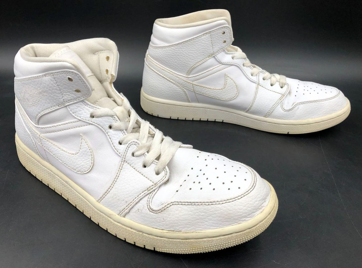 Nike Air Jordan 1 Mid &#39;Triple White&#39; 2020 Men&#39;s Sneakers - Size 10.5 (+COA)