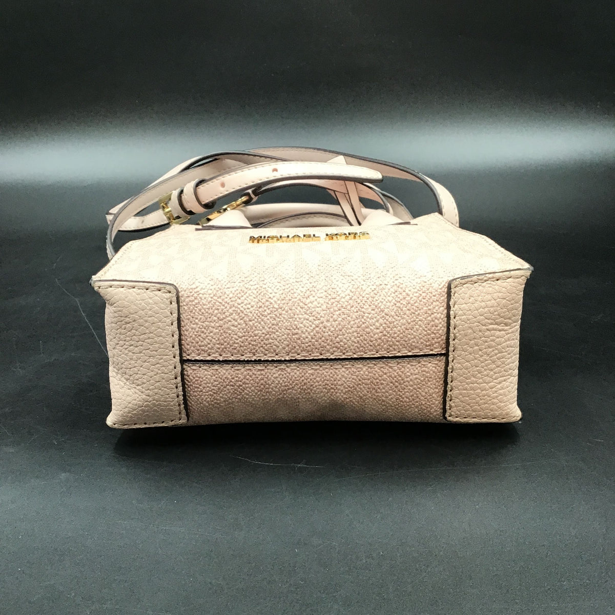 Michael Kors Blush Pink Leather Signature Print 'Mercer' Crossbody Bag (+COA)