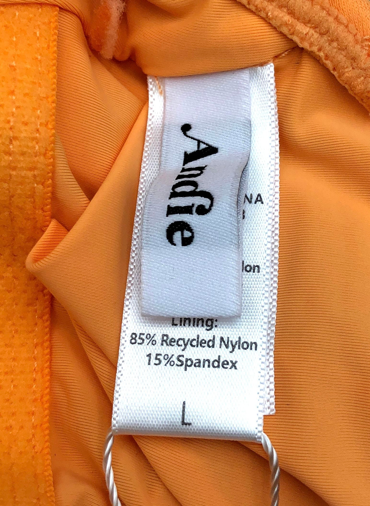 Andie Women's The Tulum One Piece Swimsuit Paya Orange Recycled Sz L NWT