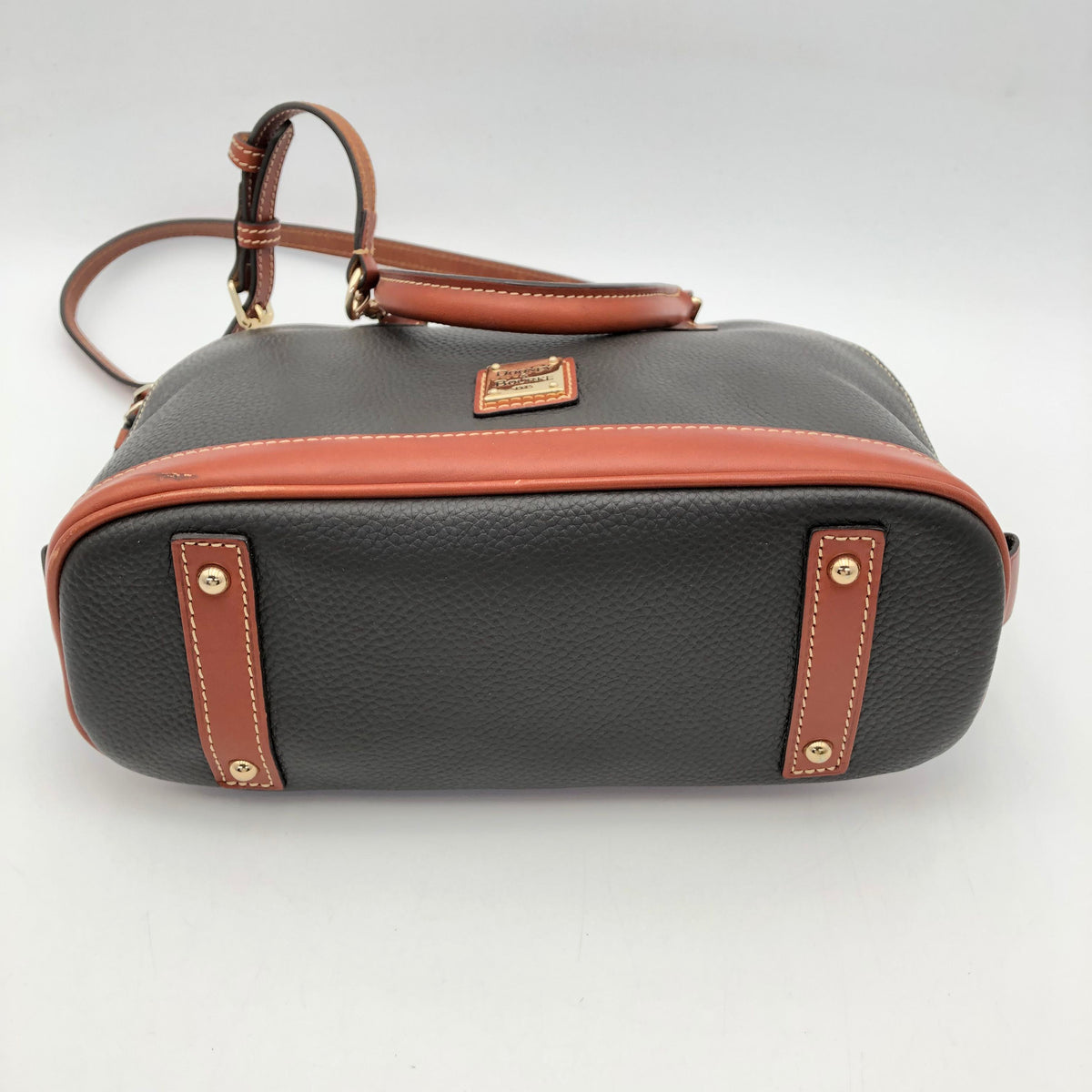 Dooney & Bourke Smoke Grey\Brown Leather Satchel Bag (+COA)