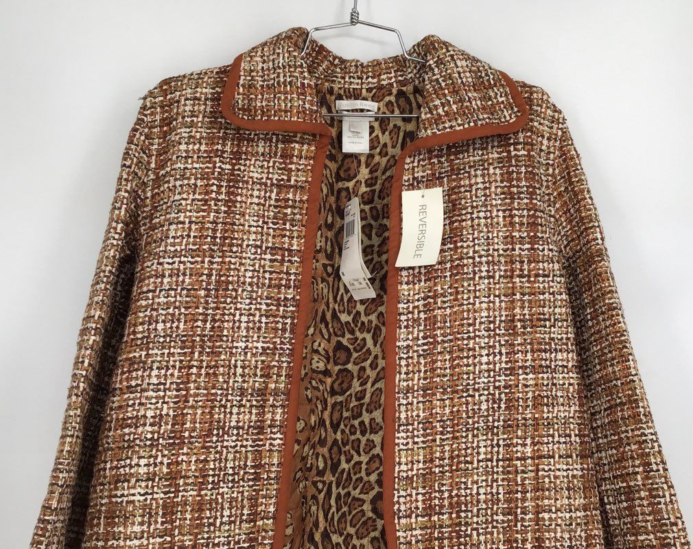 NWT Austin Reed Women&#39;s Russet Silk Classic Reversible Open Front Jacket- Size M